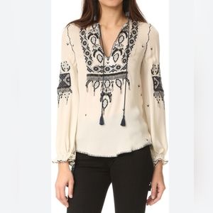 Talitha Embroidered Silk Blouse by Haute Hippie